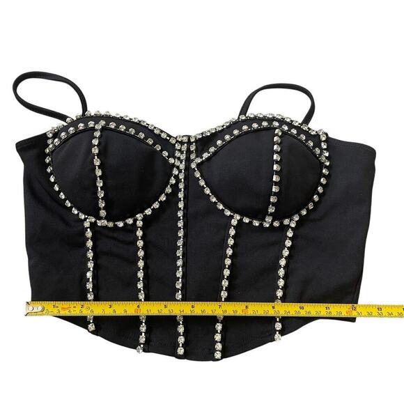 Julia by Love I Rhinestone Bustier Top M | Corset Crop, Padded, Party, Glam Y2K - Picture 5 of 8